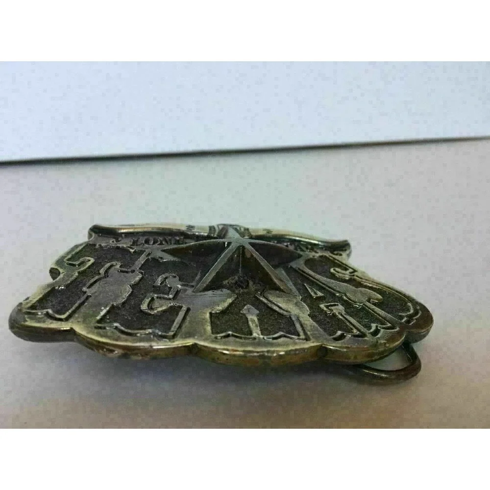 VTG 1980 USA State of Texas Lone Star Longhorn Cowboy Rodeo Metal Belt Buckle